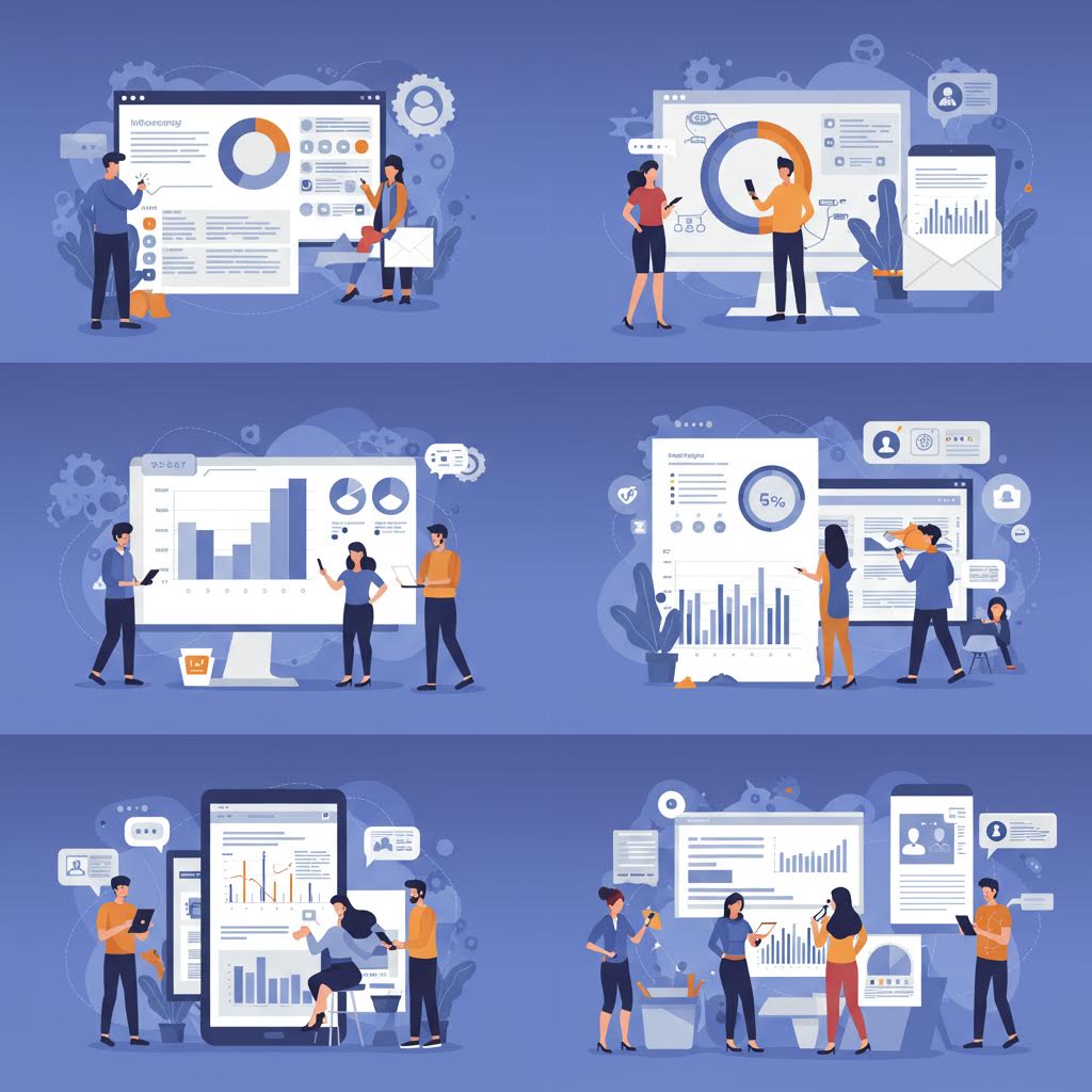 차트와 그래프가 시각적으로 전시된 화면 속에서 사람들이 제도적 지원과 데이터 기반 체계를 논의하는 모습