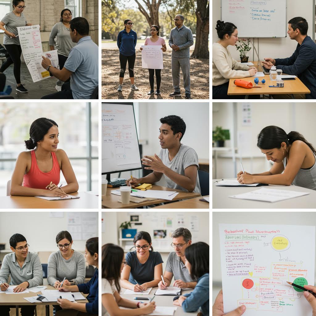 화이트보드와 노트를 활용해 아이디어를 나누고 토론하는 사람들이 캠페인의 성과를 분석하는 순간