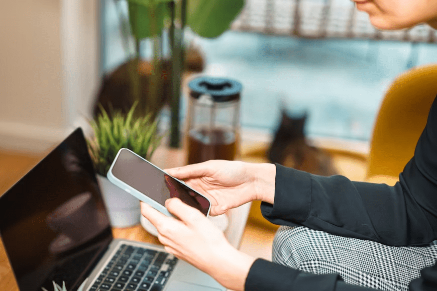 Same online service accessed through a mobile app and website on different devices.